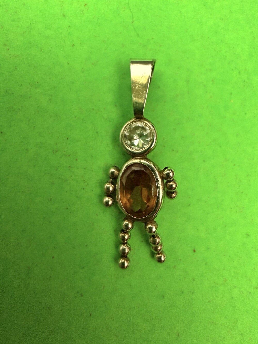 Vintage 14K Yellow Gold November Birthstone Baby Boy Pendant Charm 0.8g